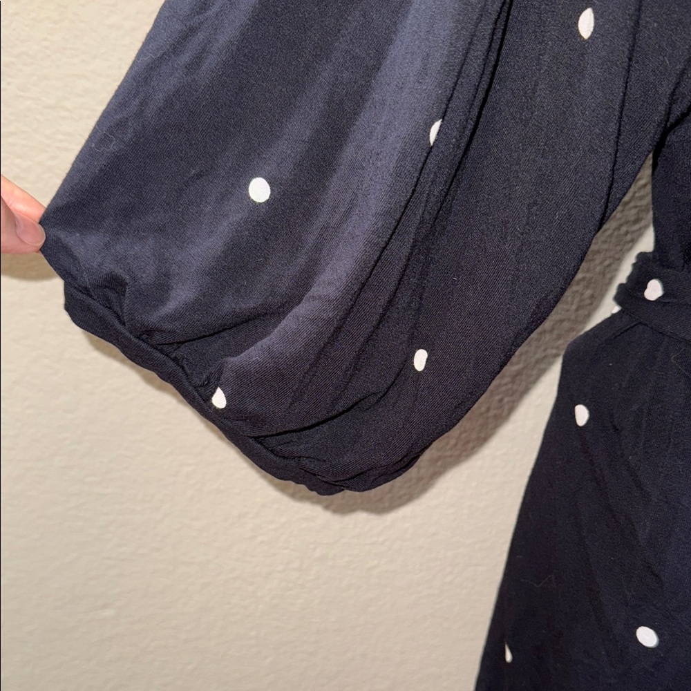 Halogen Black with White Polka Dot Wrap Top V-Neck 3/4 Sleeves Size 2X - Picture 5 of 7
